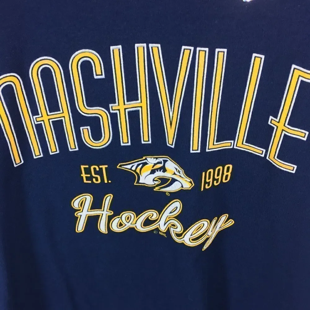 NASHVILLE PREDATORS Hockey T Shirt Size Medium V Neck Est 1998 - Picture 3 of 5